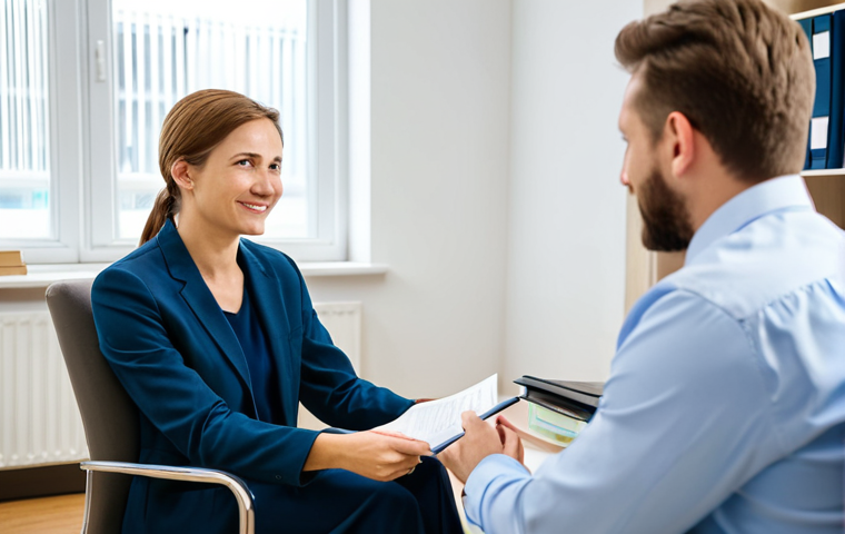 A clinical psychologist in a well-lit office, wearing a professional outfit, sitting across from a client in a comfortable chair. The atmosphere is calm and supportive, with diplomas and certificates displayed subtly in the background. Focus on creating an image that conveys trust and empathy.
A fully clothed clinical psychologist, in a professional office setting, interacting with a client, safe for work, appropriate content, modest, professional, perfect anatomy, natural proportions.
