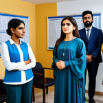 **

A diverse team of psychologists in modest professional attire, collaborating in a modern office setting in Karachi, Pakistan. The scene includes charts displaying positive trends in mental health awareness. Safe for work, appropriate content, fully clothed, professional environment, perfect anatomy, correct proportions, natural pose, high quality.

**